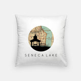 Seneca Lake New York map and skyline pillow