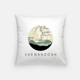 Shenandoah Virginia map and skyline pillow