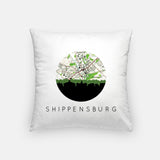 Shippensburg Pennsylvania map and skyline pillow