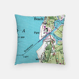 Sylvan Beach New York map and skyline pillow back