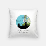 Sylvan Beach New York map and skyline pillow