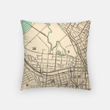 Syracuse New York map and skyline pillow back