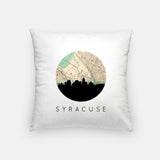 Syracuse New York map and skyline pillow