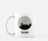 Toledo Ohio map and skyline mug