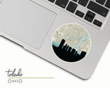 Toledo Ohio map and skyline sticker