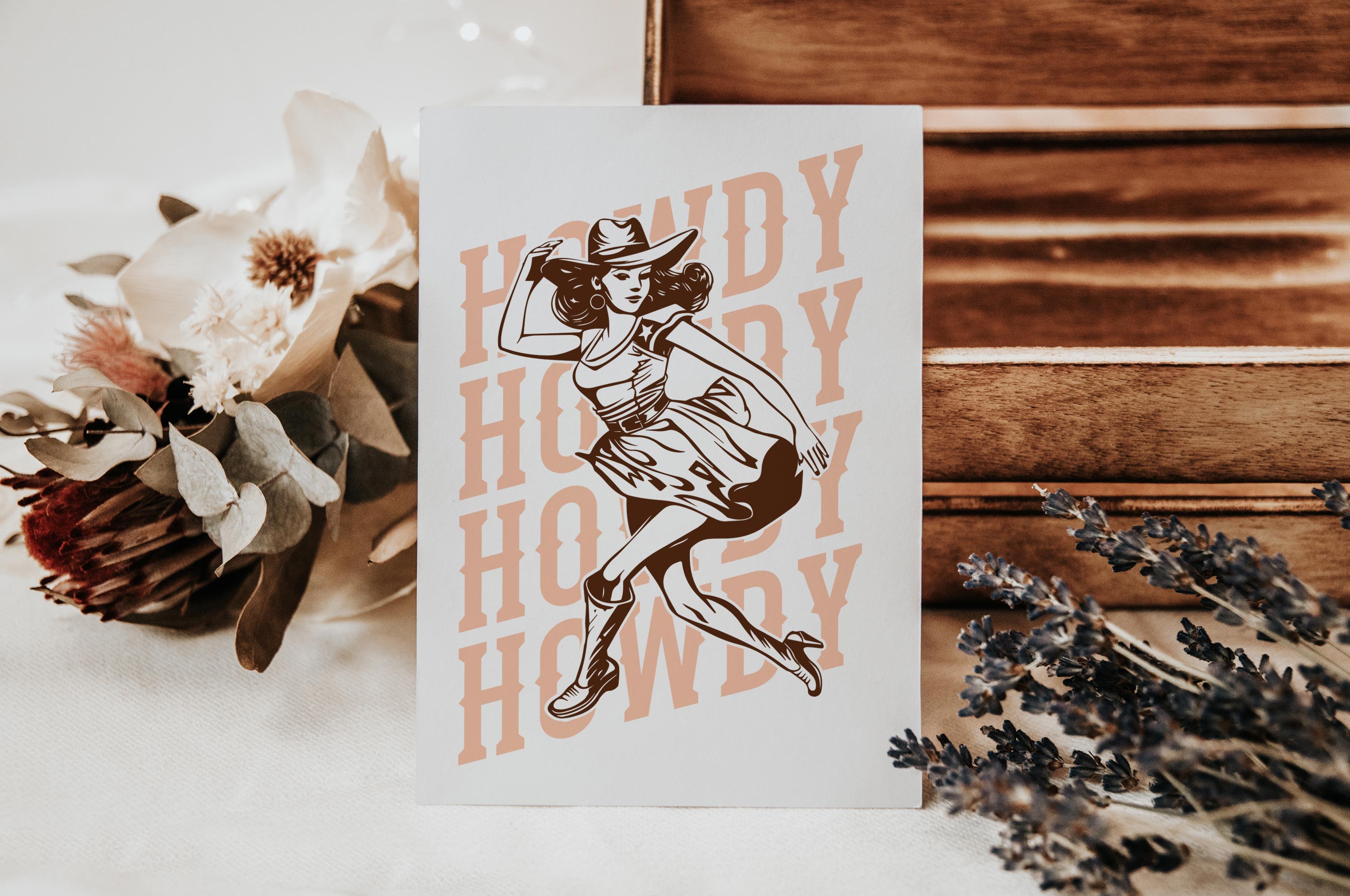 Wild West Chic 'Howdy' Retro Cowgirl Greeting Card – A2 Size greeting card | Wild West Chic Collection