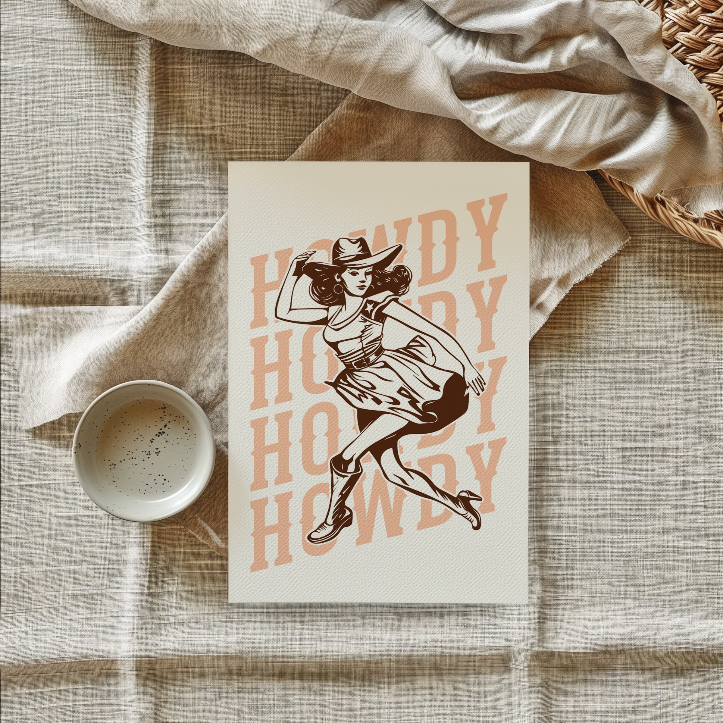 Wild West Chic 'Howdy' Retro Cowgirl Greeting Card – A2 Size greeting card | Wild West Chic Collection