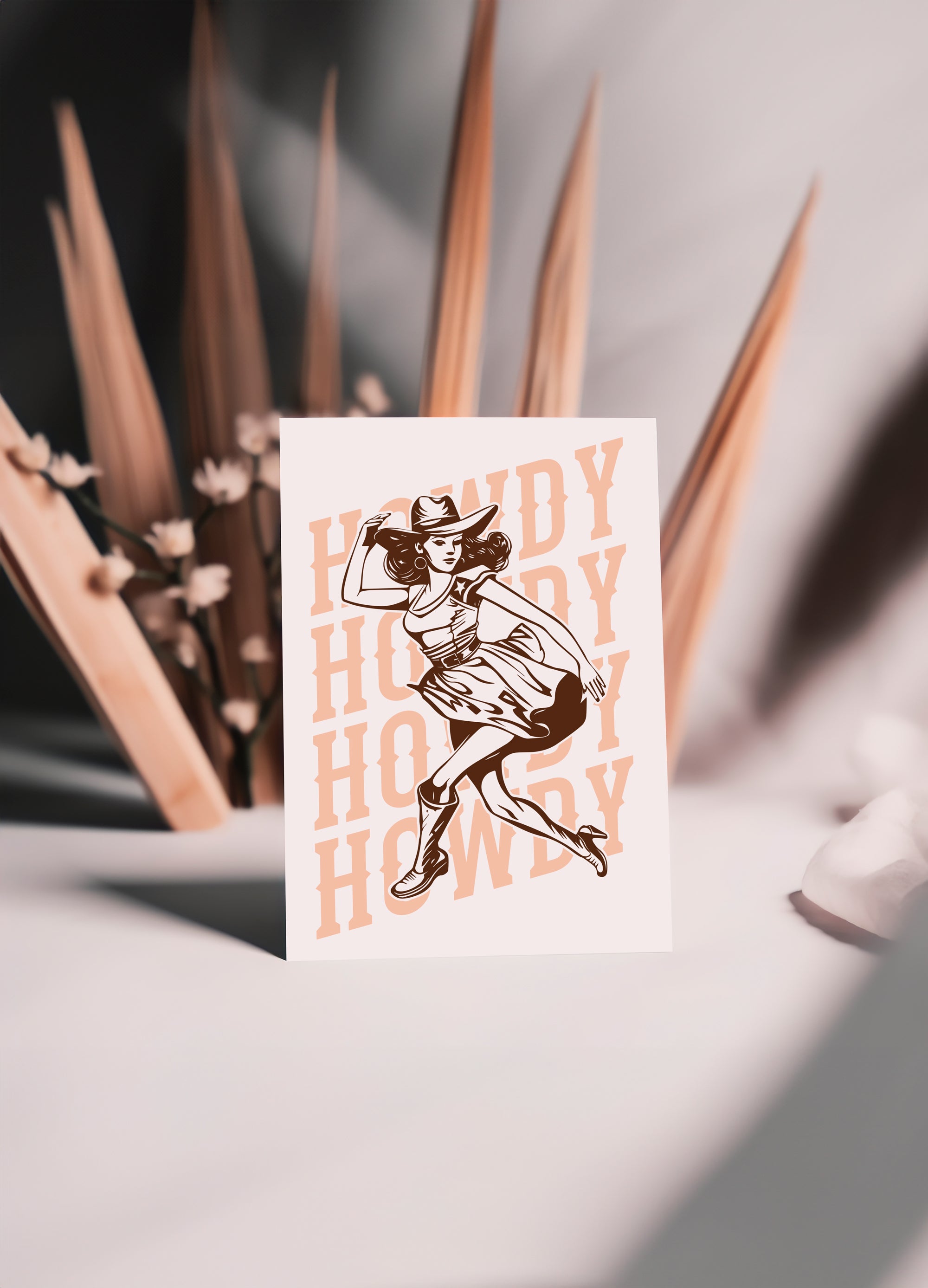 Wild West Chic 'Howdy' Retro Cowgirl Greeting Card – A2 Size greeting card | Wild West Chic Collection