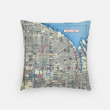 Tacoma Washington map and skyline pillow back