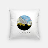 Tacoma Washington map and skyline pillow