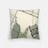 Back of the Teaneck, New Jersey map and skyline pillow showing the full city map