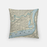 Toledo Ohio map and skyline pillow back