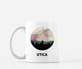 Utica New York map and skyline mug