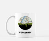 Vergennes Vermont map and skyline mug