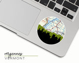 Vergennes Vermont map and skyline sticker