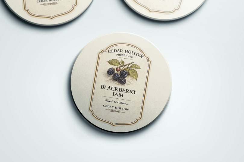 Vermont Blackberry Jam Ceramic Coaster Set – Cedar Hollow Preserves | Cider + Cedar | Paperfinch