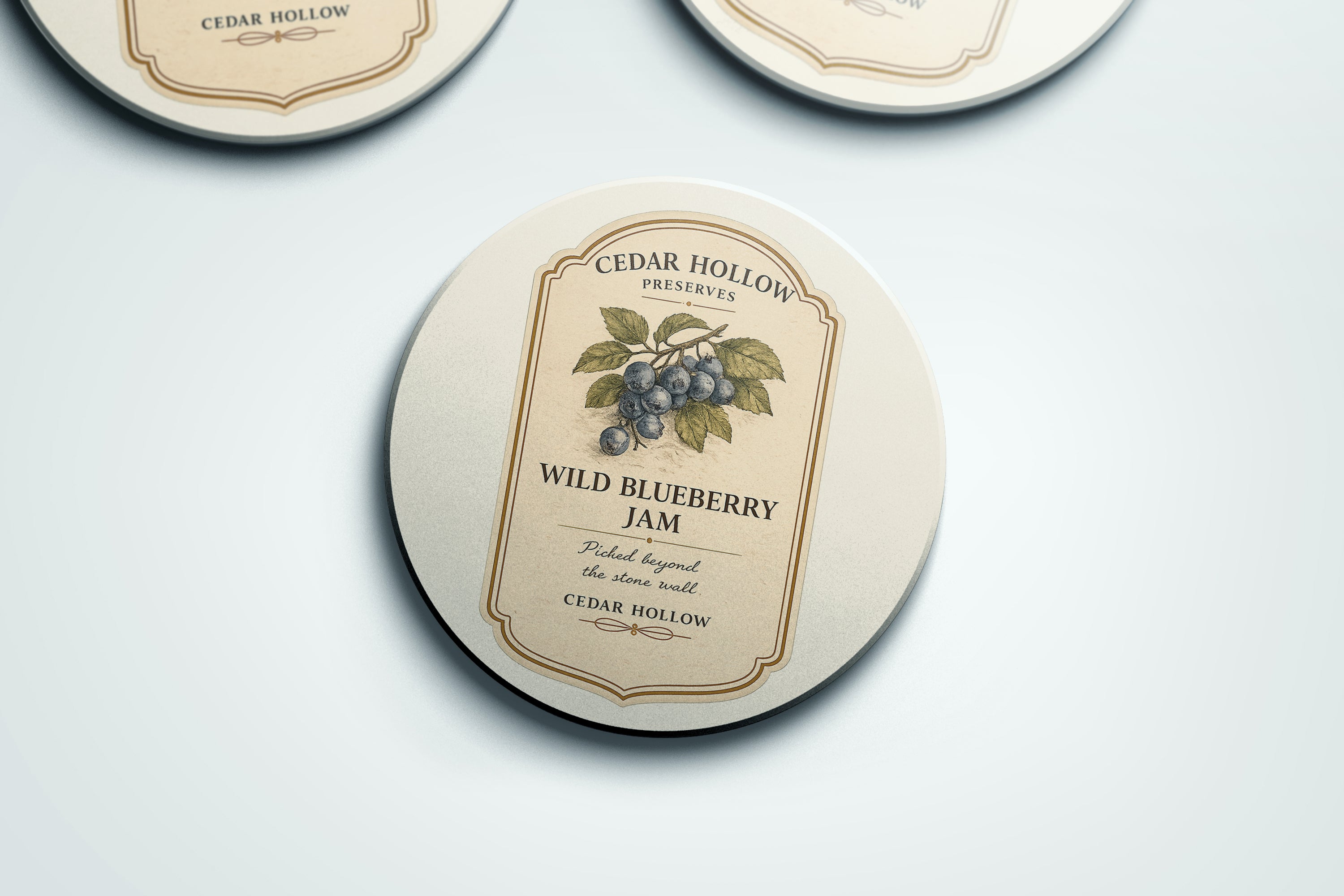 Vermont Wild Blueberry Jam Ceramic Coaster Set – Cedar Hollow Preserves | Cider + Cedar | Paperfinch
