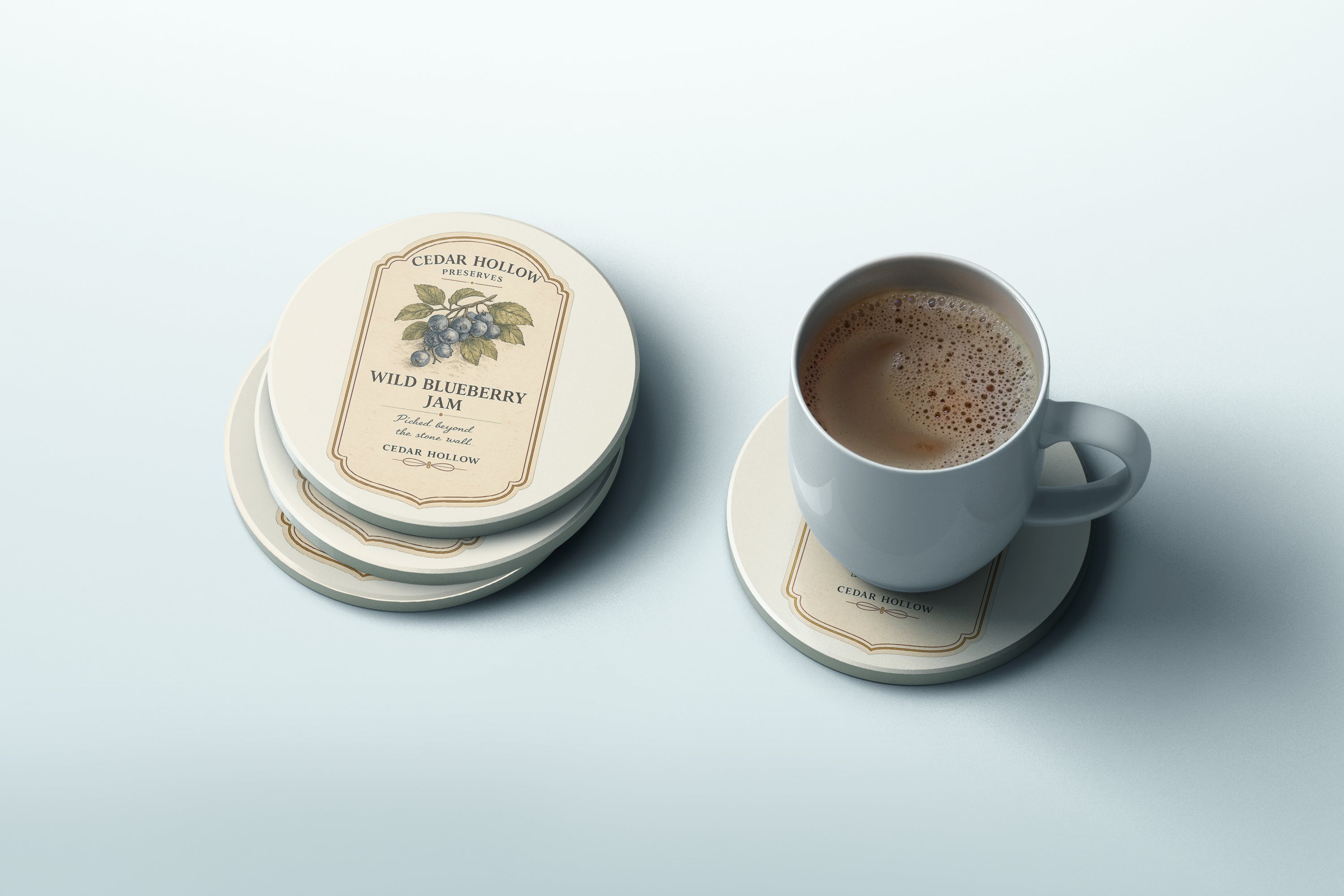 Vermont Wild Blueberry Jam Ceramic Coaster Set – Cedar Hollow Preserves | Cider + Cedar | Paperfinch