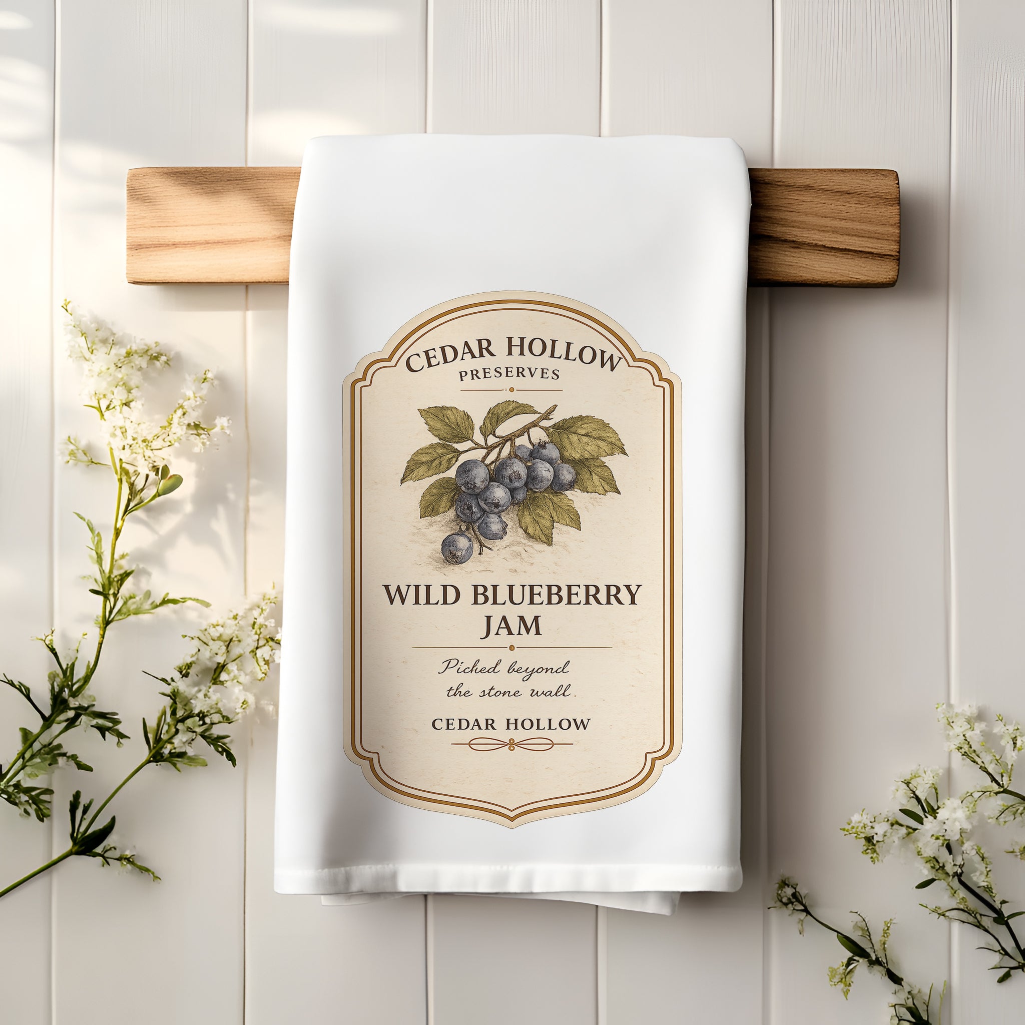 Vermont Wild Blueberry Jam Kitchen Tea Towel – Cedar Hollow Preserves | Cider + Cedar | Paperfinch