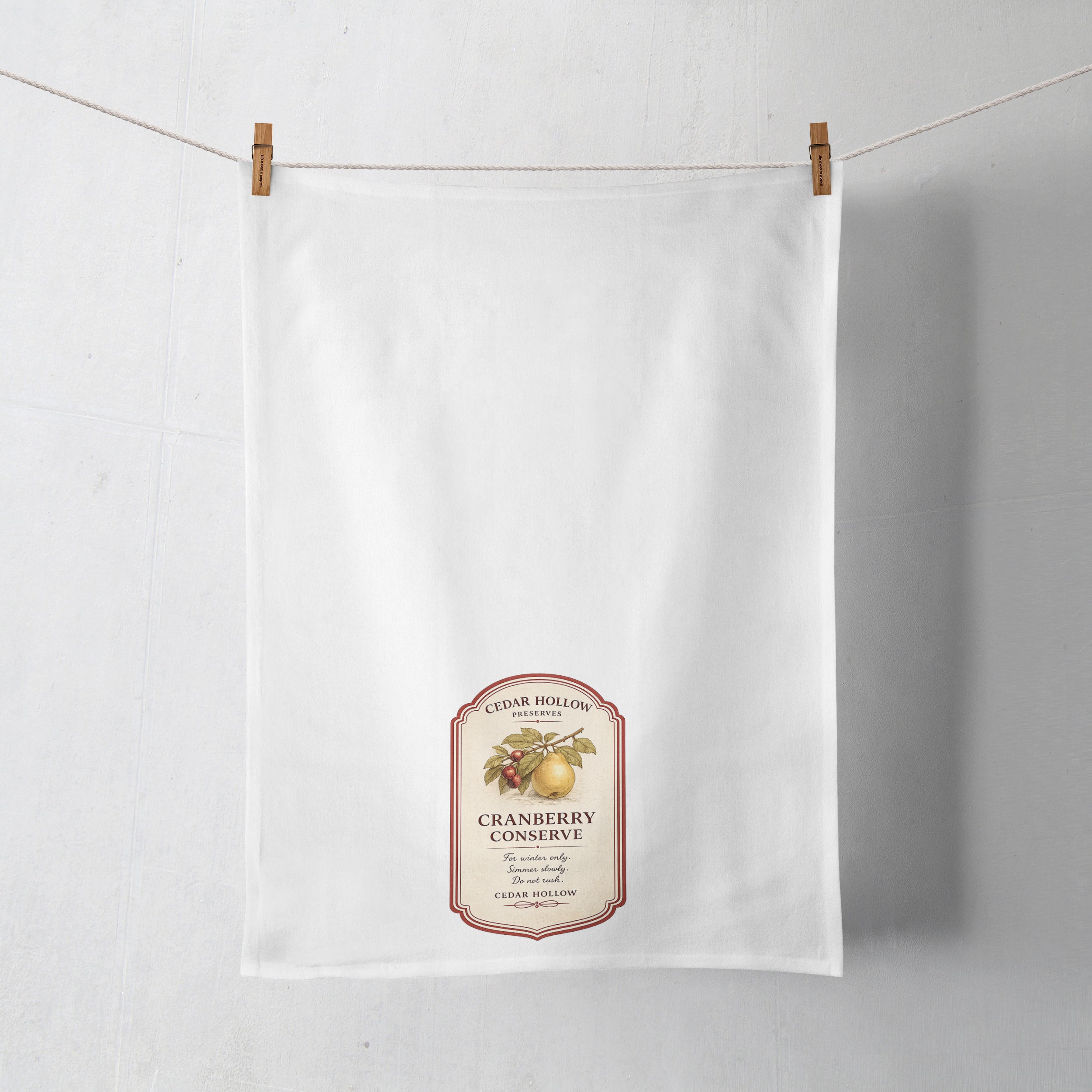 Vermont Cranberry Conserve Kitchen Tea Towel – Cedar Hollow Preserves | Cider + Cedar | Paperfinch