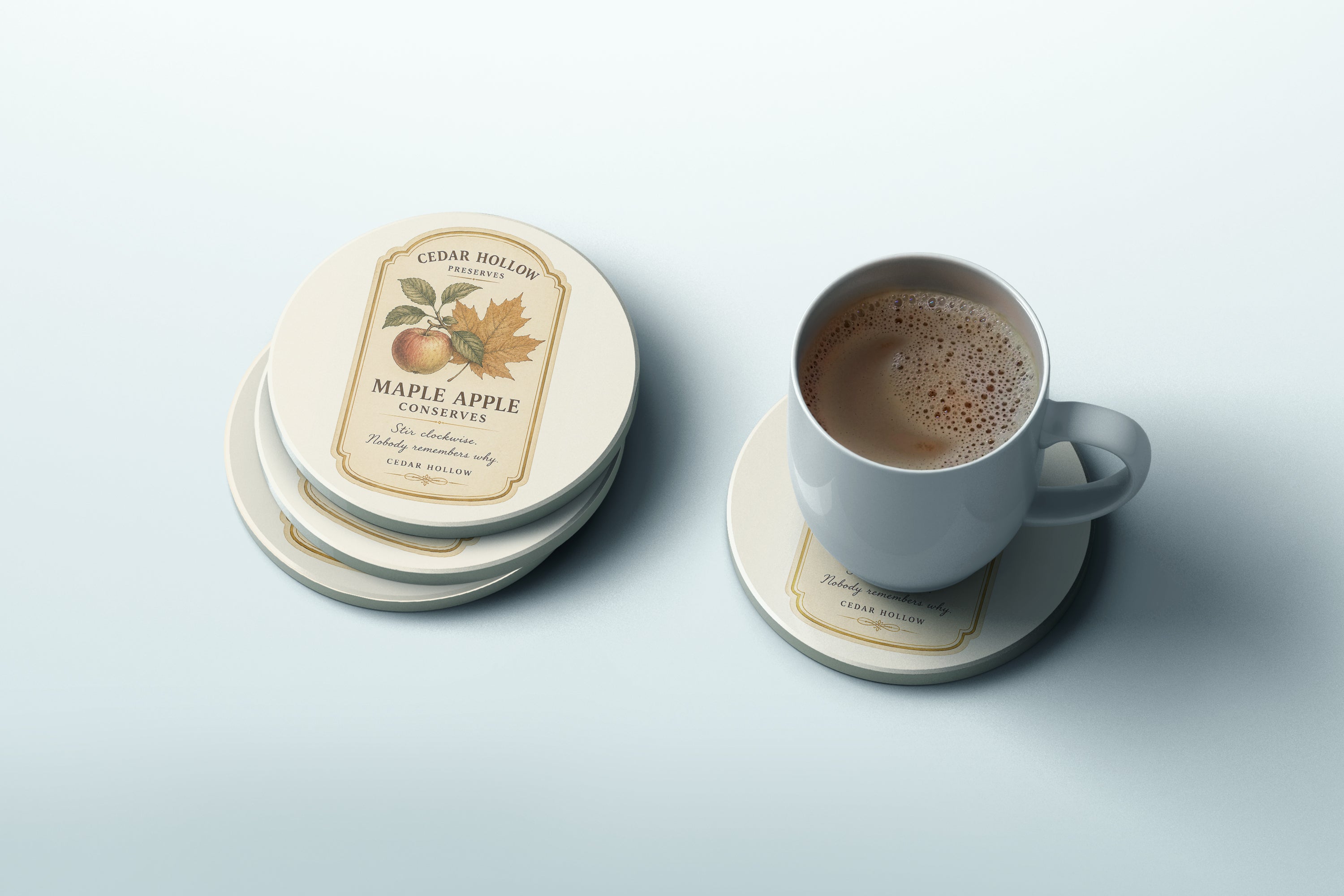 Vermont Maple Apple Conserves Ceramic Coaster Set – Cedar Hollow Preserves | Cider + Cedar | Paperfinch