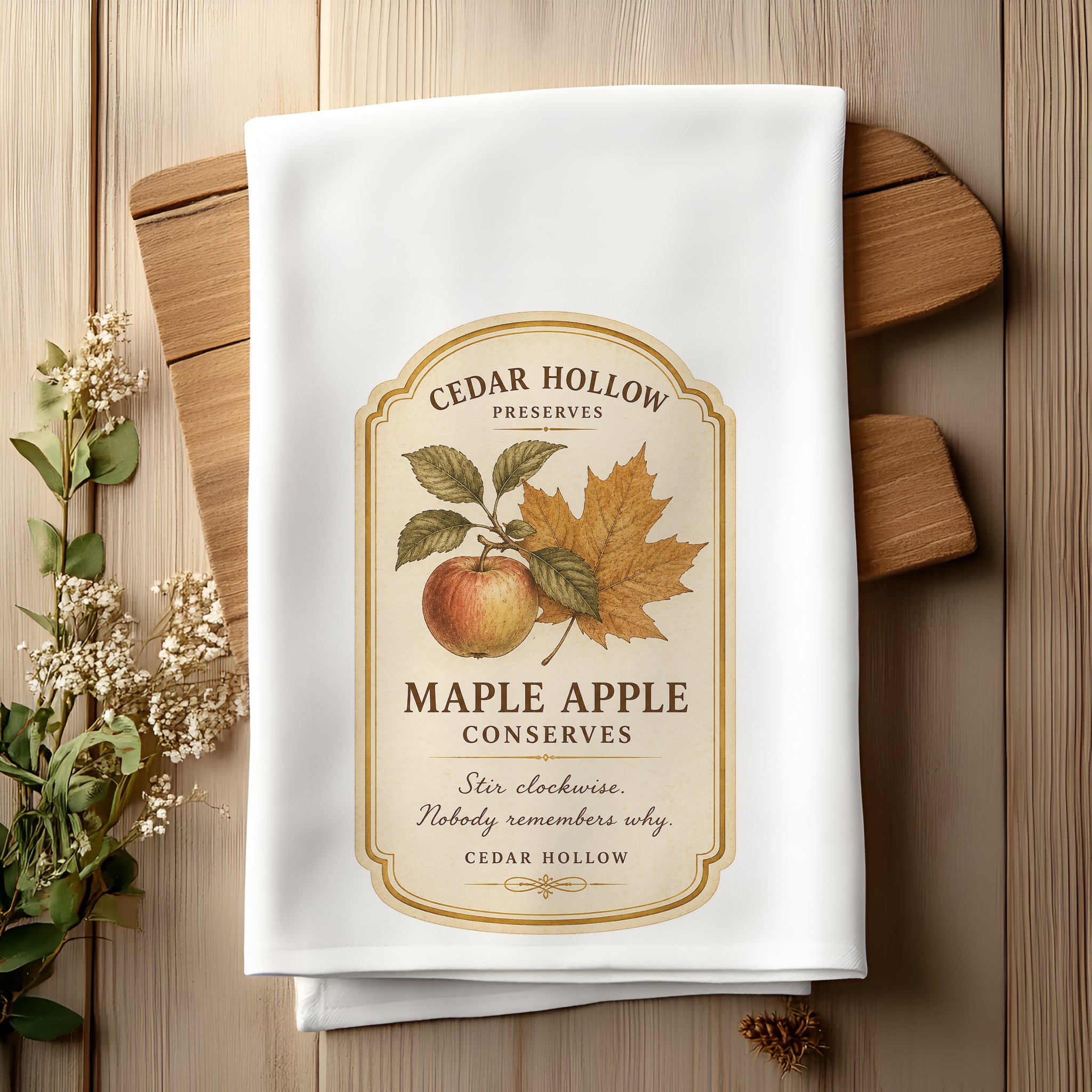 Vermont Maple Apple Conserves Kitchen Tea Towel – Cedar Hollow Preserves | Cider + Cedar | Paperfinch