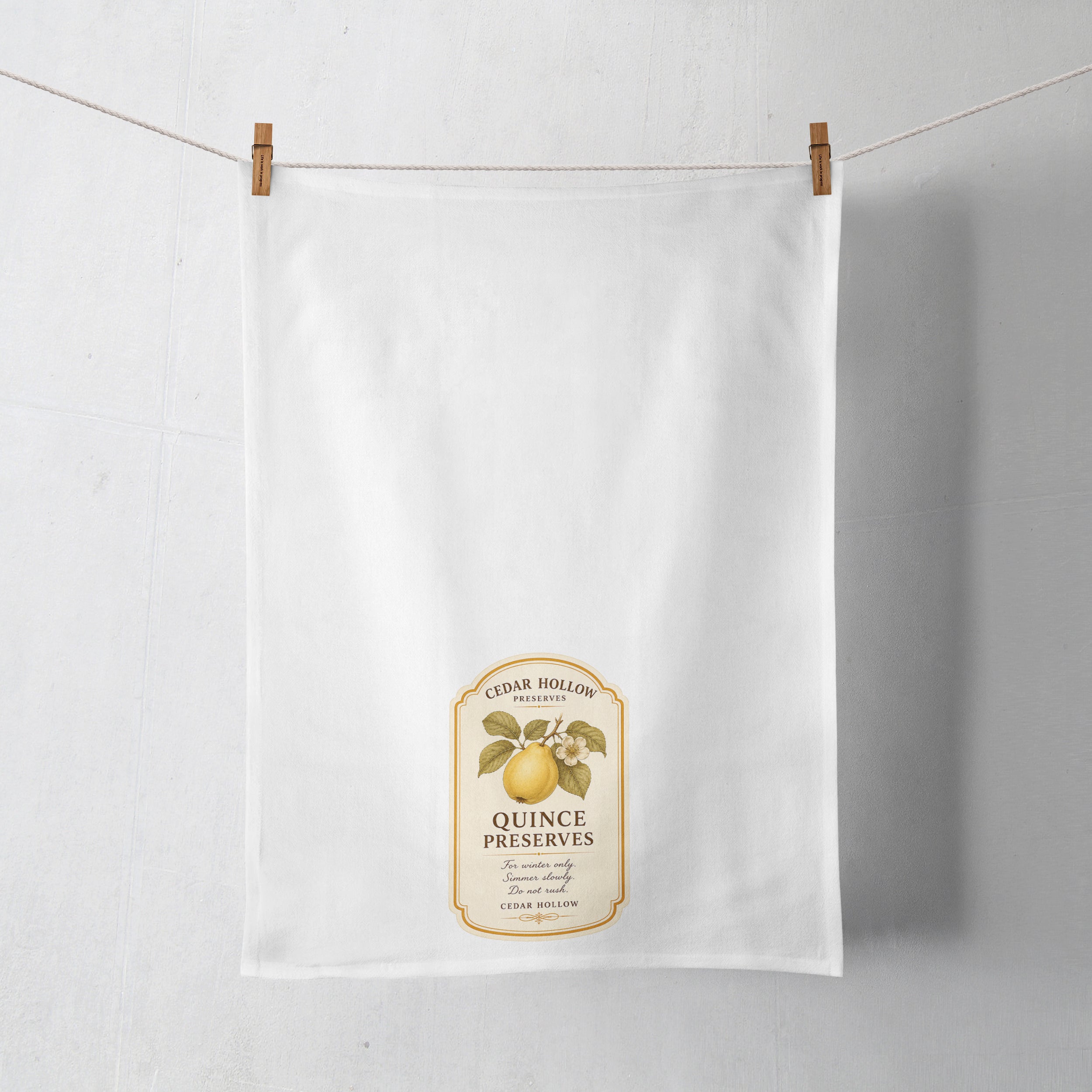 Vermont Quince Preserves Kitchen Tea Towel – Cedar Hollow Preserves | Cider + Cedar | Paperfinch
