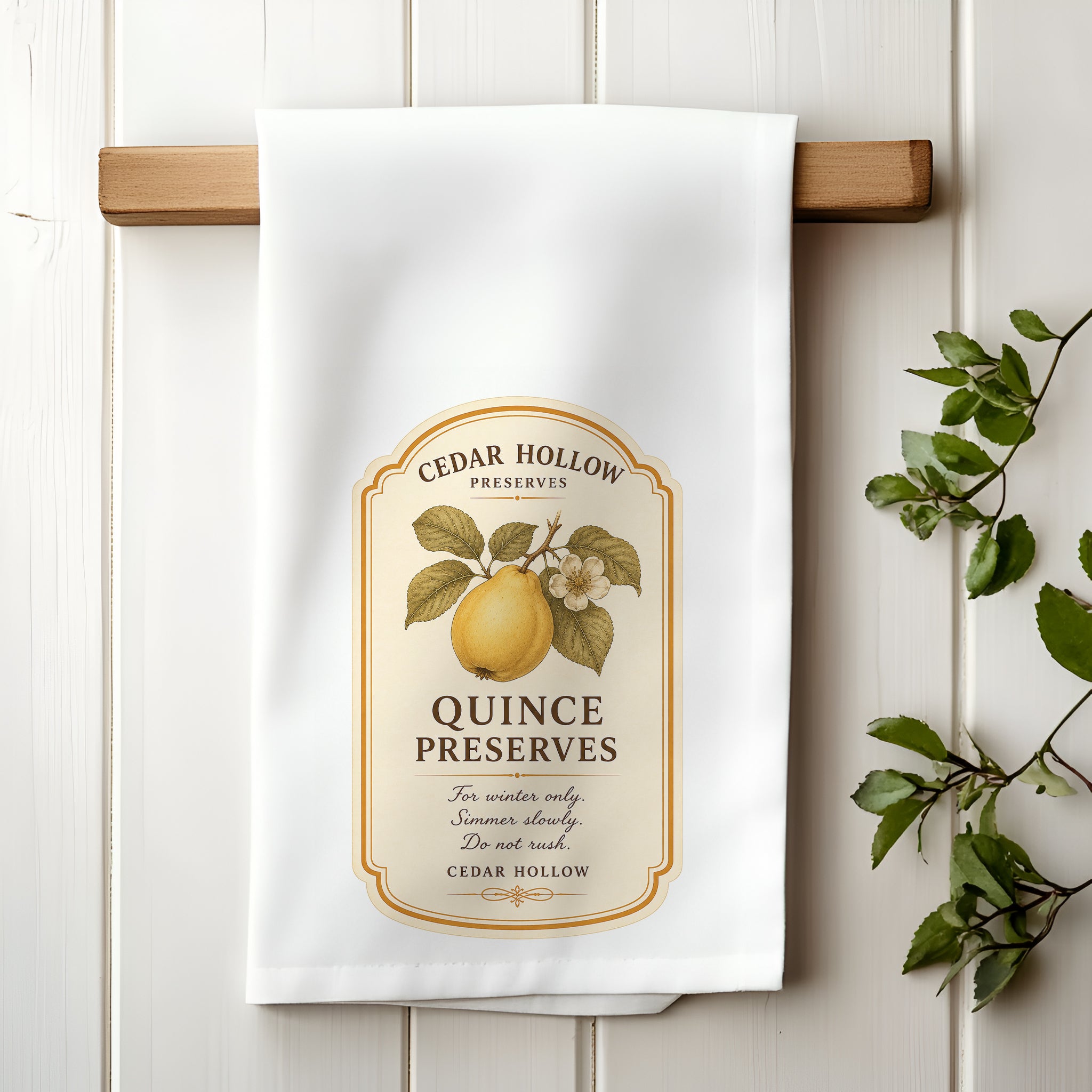 Vermont Quince Preserves Kitchen Tea Towel – Cedar Hollow Preserves | Cider + Cedar | Paperfinch