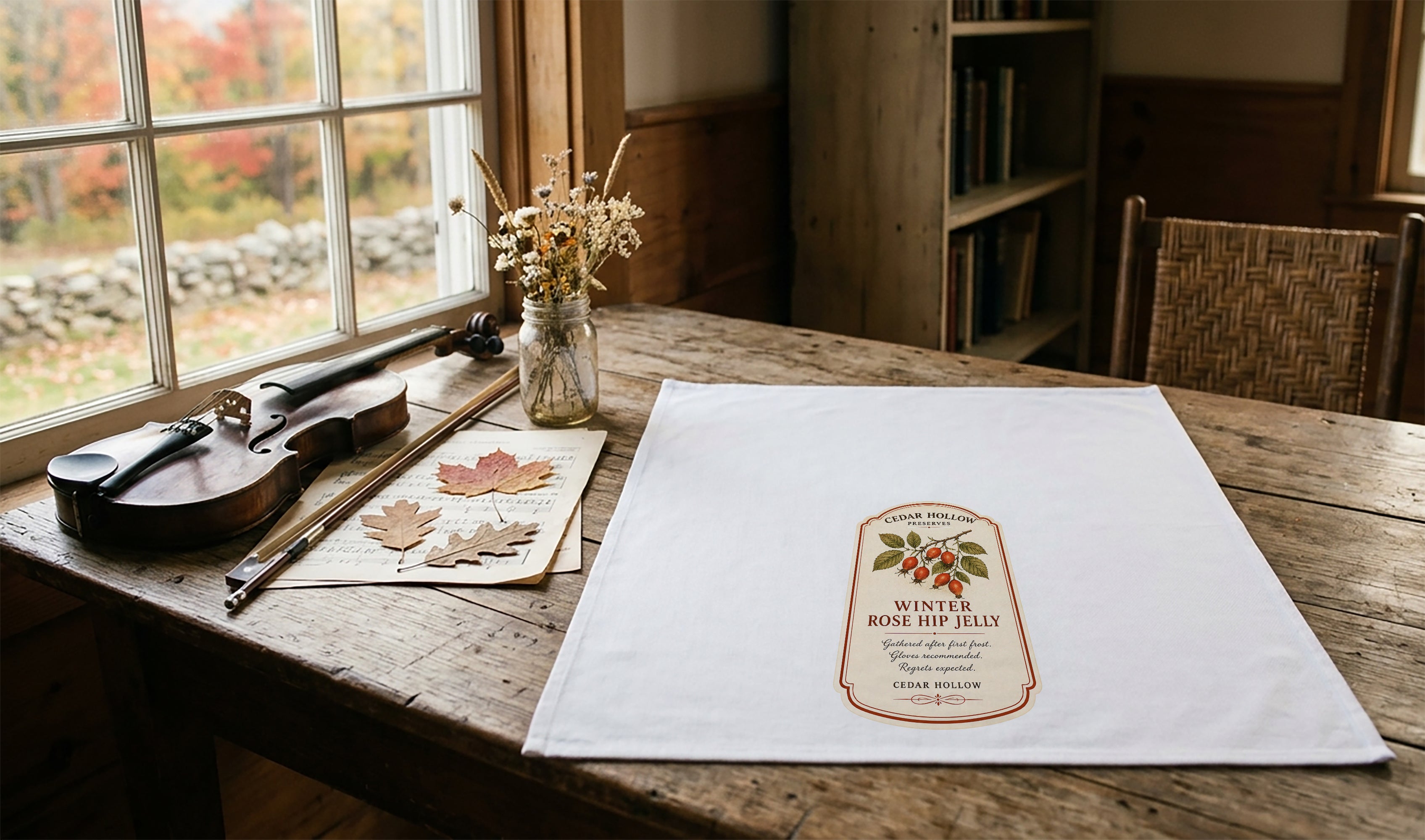 Vermont Winter Rose Hip Jelly Kitchen Tea Towel – Cedar Hollow Preserves | Cider + Cedar | Paperfinch