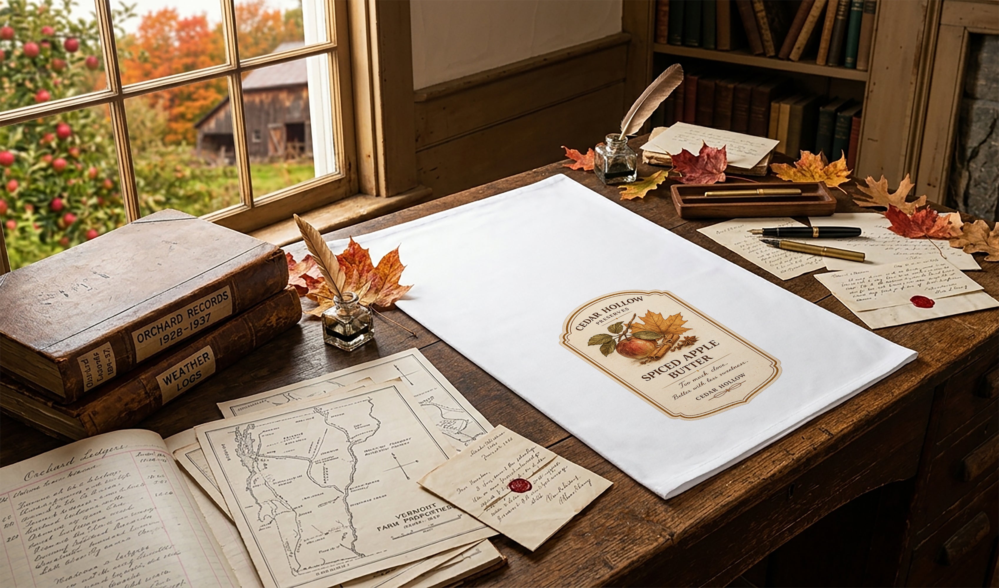 Vermont Spiced Apple Butter Kitchen Tea Towel – Cedar Hollow Preserves | Cider + Cedar | Paperfinch