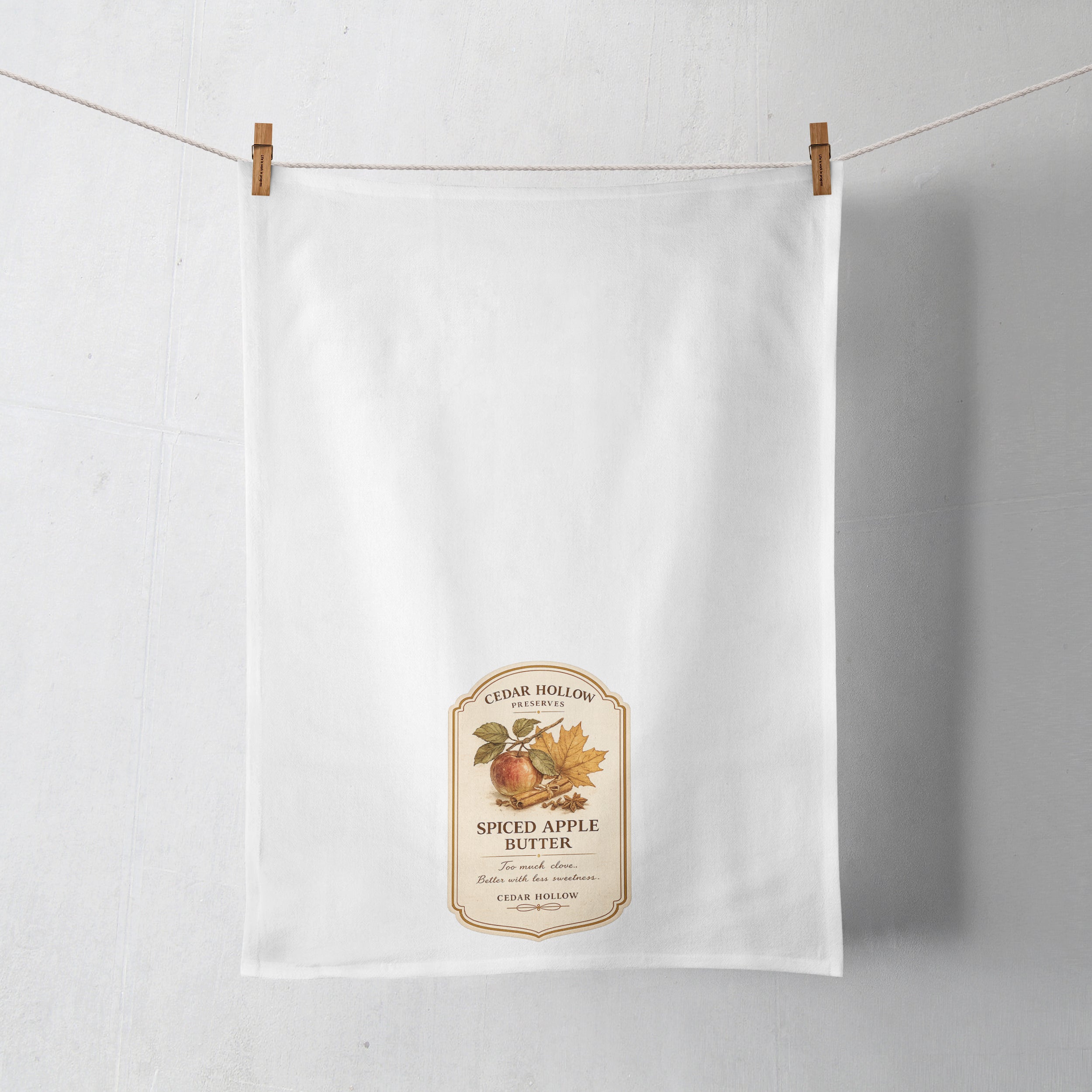 Vermont Spiced Apple Butter Kitchen Tea Towel – Cedar Hollow Preserves | Cider + Cedar | Paperfinch