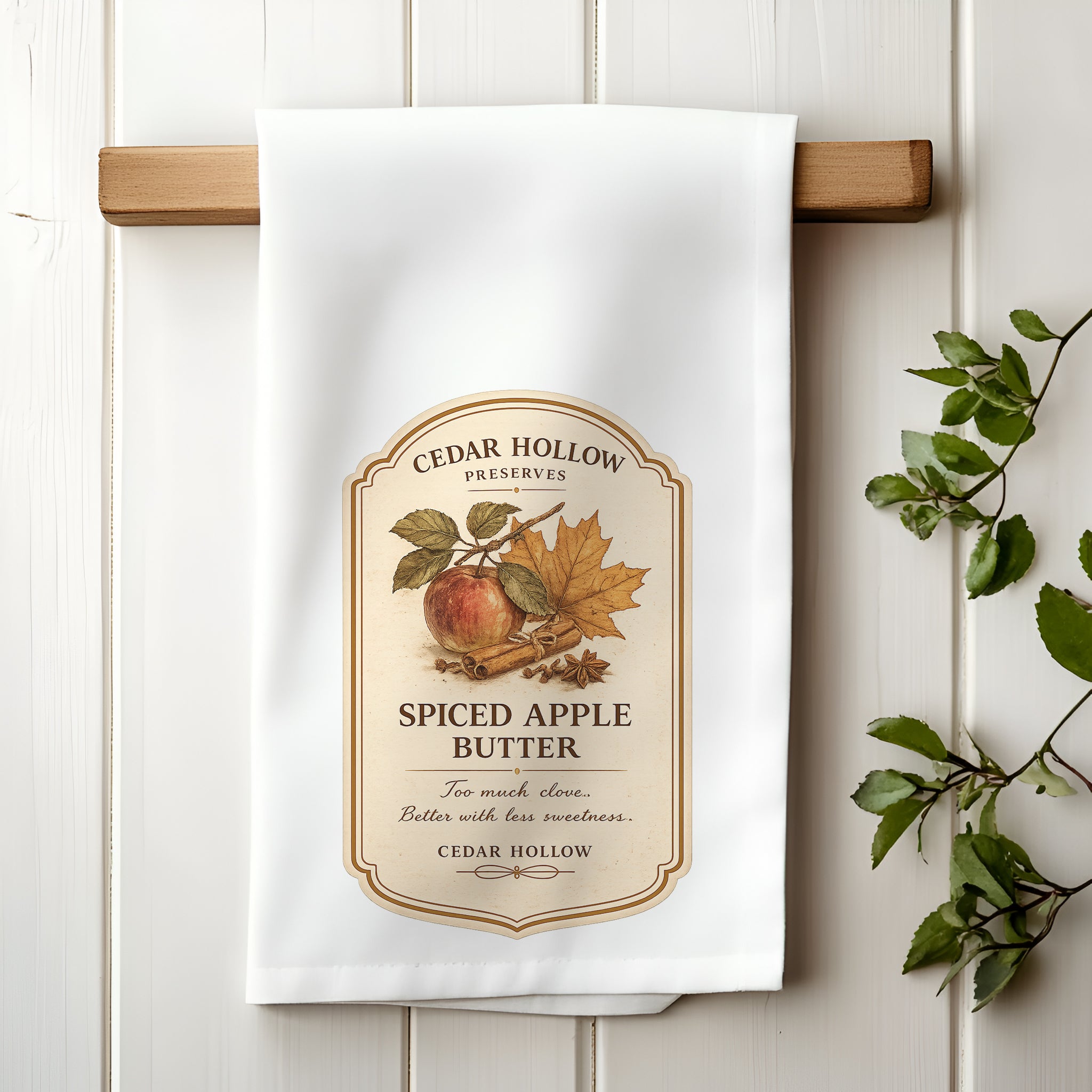 Vermont Spiced Apple Butter Kitchen Tea Towel – Cedar Hollow Preserves | Cider + Cedar | Paperfinch
