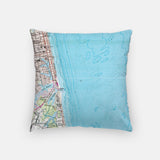 Virginia Beach Virginia map and skyline pillow back