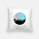 Virginia Beach Virginia map and skyline pillow