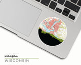 Wausau Wisconsin map and skyline sticker