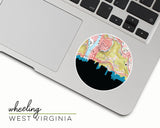 Wheeling West Virginia map and skyline sticker
