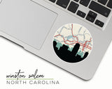 Winston Salem North Carolina map and skyline sticker
