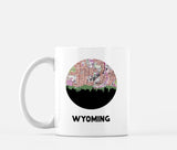 Wyoming Ohio map and skyline mug