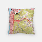 Wheeling West Virginia map and skyline pillow back