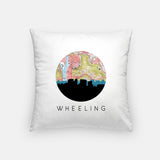 Wheeling West Virginia map and skyline pillow