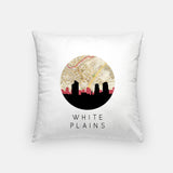 White Plains New York map and skyline pillow