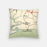Williamsburg Virginia map and skyline pillow back