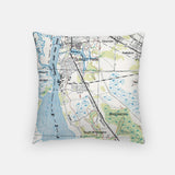 Wilmington North Carolina map and skyline pillow back
