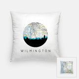 Wilmington North Carolina map and skyline pillow