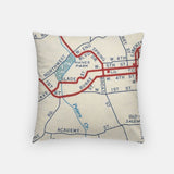 Winston Salem North Carolina map and skyline pillow back
