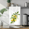 a tea towel with a picture of lemons on it