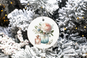 a christmas ornament hanging from a tree