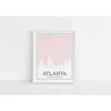 Atlanta Georgia art print | city skyline map and city coordinates - 5x7 Unframed Print / MistyRose - Road Map and Skyline