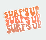 a sticker that says surf's up surf's up