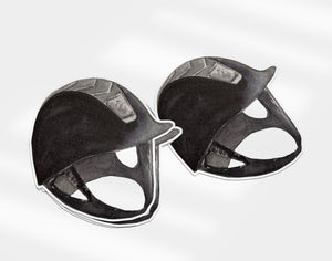 a drawing of a pair of helmets on a white background